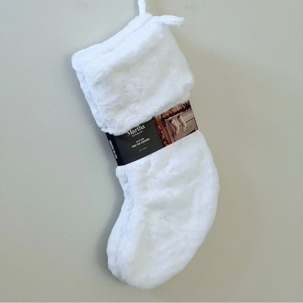 Martha Stewart Soft White Faux Fur Stockings